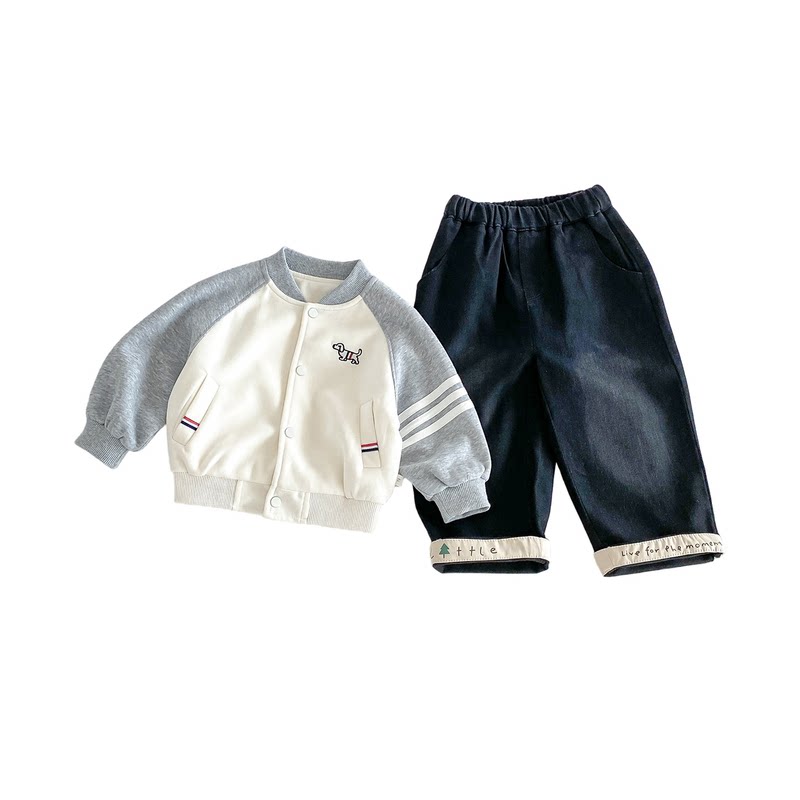 男宝宝秋季棒球服牛仔裤两件套