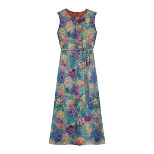 萧娘【幻蝶】红云纱无袖连衣裙桑蚕丝新中式宽松长裙气质裙夏5094