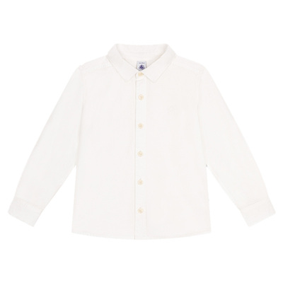 法国Petitbateau小帆船童装儿童纯棉休闲白色衬衫A0BBG