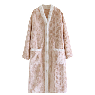 新款睡袍女士加厚珊瑚绒睡衣秋冬法兰绒浴袍女长款大码家居服晨袍