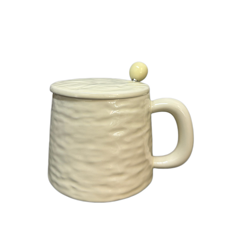半橘Cup 限定ins胖鼓马克杯高级感带盖陶瓷杯子大容量办公室水杯