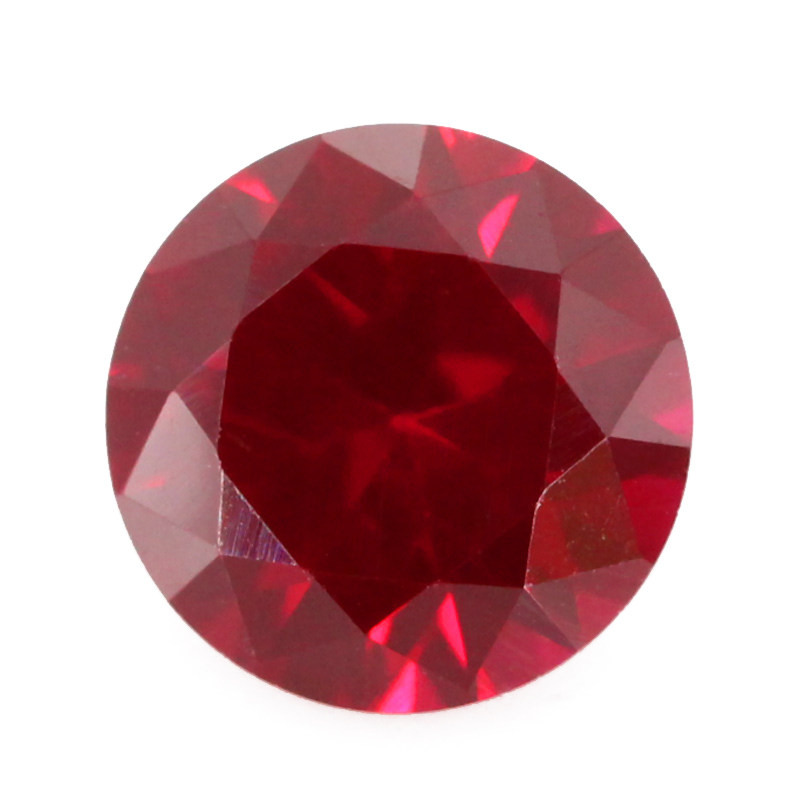 圆形8#红刚玉裸石 人造Ruby尖底合成宝石微镶蜡镶石饰品大尺寸
