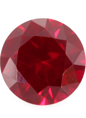 圆形8#红刚玉裸石 人造Ruby尖底合成宝石微镶蜡镶石饰品大尺寸
