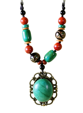 短款绿松石项链藏式民族风