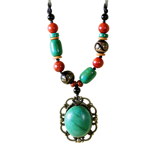 民族风绿松石吊坠配饰藏族项链百搭装饰锁骨链精致饰品琉璃颈链女