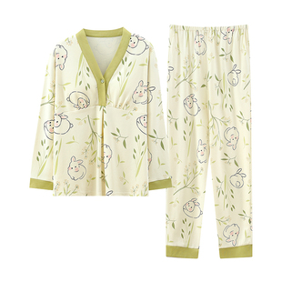 带胸垫月子服春秋冬天产后纯全棉产妇哺乳睡衣夏季薄款孕妇家居服