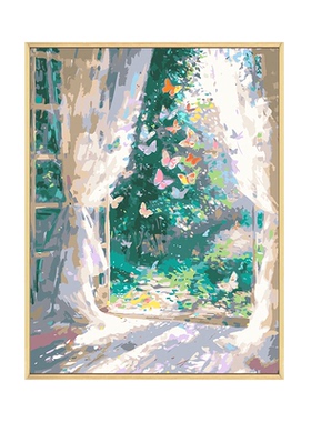 莫奈花园diy数字油画装饰画