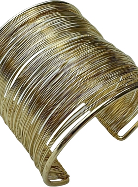 编织宽版金属手镯ins手环叠戴