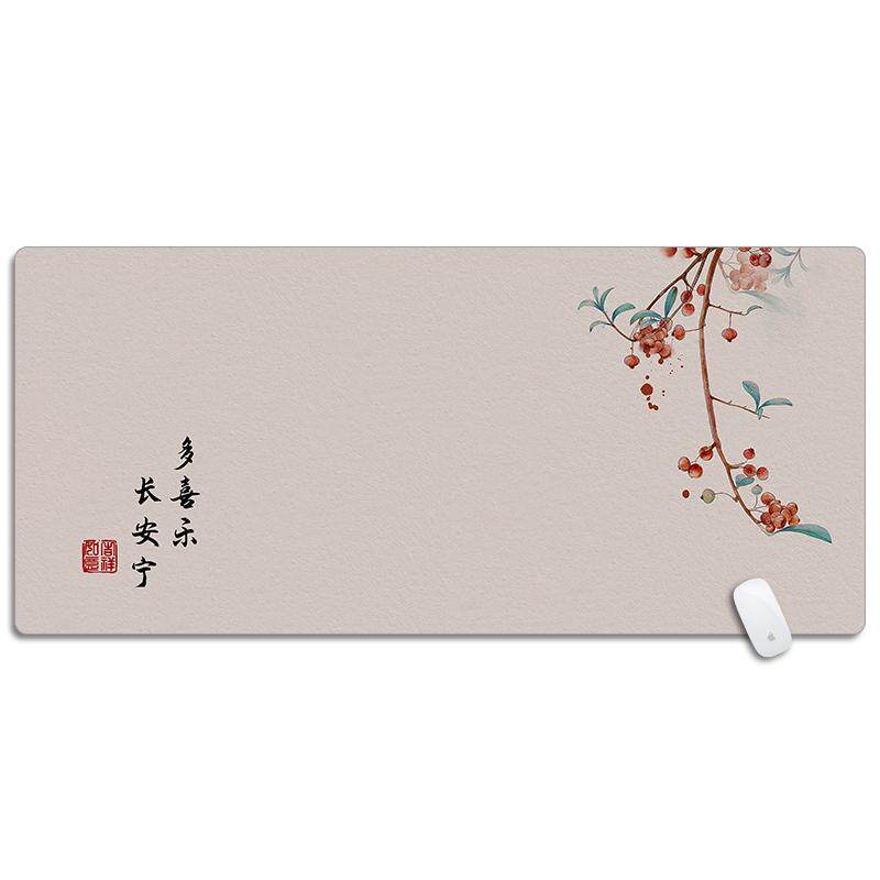 中式国潮风水墨画复古简约鼠标垫超大书法文字办公电脑桌垫键盘垫