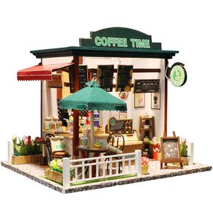 diy小屋时间咖啡屋甜品店手工制作房子玩具模型成人拼装生日礼物