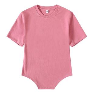 CryingCenter 冷粉碳灰 非常规下摆设计弹力紧身短袖T恤 哭喊中心