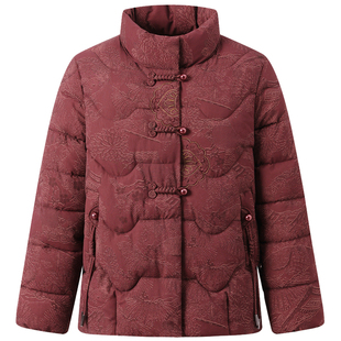 妈妈冬装外套羽绒棉服2025新款中老年奶奶洋气绣花棉衣短款小棉袄