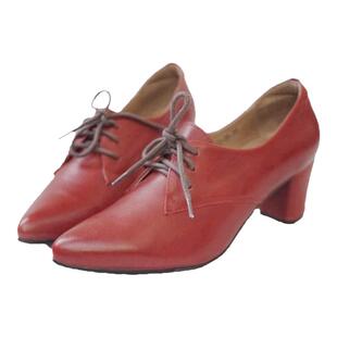 慢先森推荐 头层真皮尖头粗高跟绑带深口通勤简约百搭女鞋 502-31