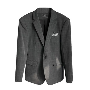 新款英伦复古休闲格子西服外套男士韩版修身时尚千鸟格西装上衣潮