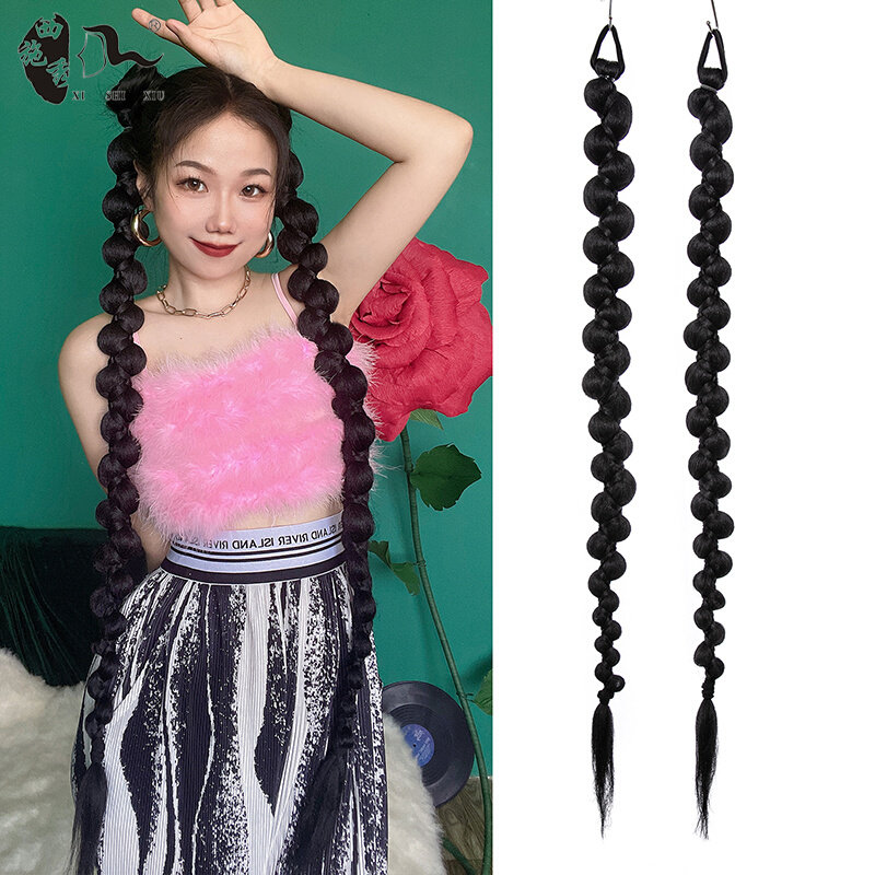 甜酷女孩儿苗疆辫子长款麻花辫三股辫马尾假发古风大辫子造型拍照