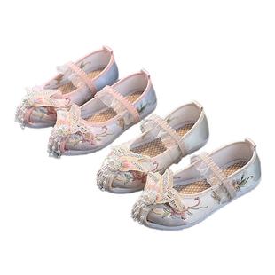 春夏新款汉服女童旗袍民族风刺绣舞蹈鞋宝宝公主鞋马面裙格格绣花