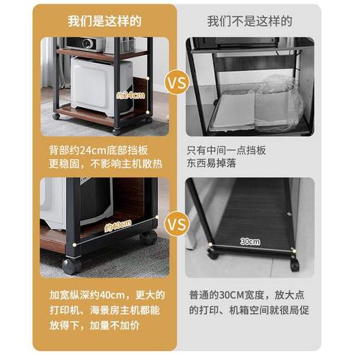 打印机置物架落地办公室多层移动整理收纳托架艺铁柜电脑主机工位