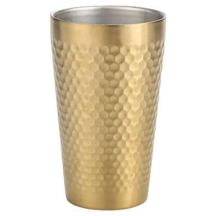 304不锈钢锤纹果汁杯啤酒杯金色钻石水杯防烫食品级时尚餐厅茶杯