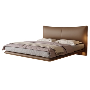 政府补贴意式轻奢悬浮床真皮床主卧大床2米x2米2现代高级感双人床