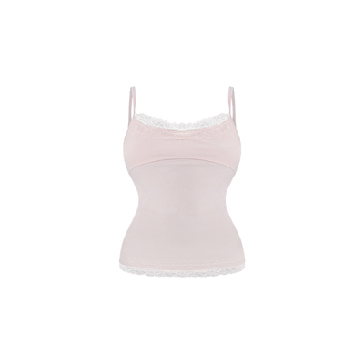 INNERFLOW｜甜系慵懒 天丝羊毛舒适感高弹外搭背心长裤粉棕套装