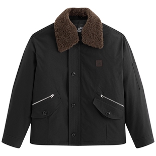 太平鸟男装巴恩风行政夹克新款毛领加厚宽松休闲外套潮流青年茄克