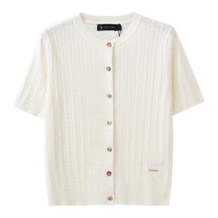 保罗彼得2026春季新款女士短袖针织衫开衫薄款毛衣外搭PPFAZ01130