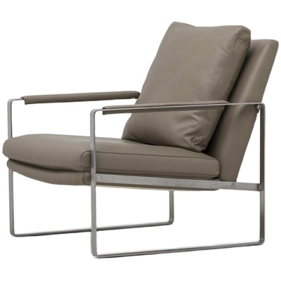 意式客厅真皮休闲椅设计师椅