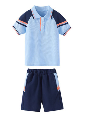 藏青色夏款小学生校服班服两件套幼儿园园服春秋款全棉套装学院风