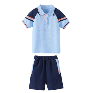 藏青色夏款小学生校服班服两件套幼儿园园服春秋款全棉套装学院风