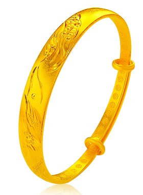 仿黄金拉伸花朵龙凤可调节手镯