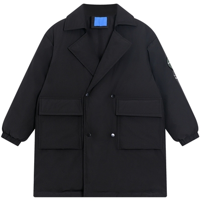 90白鸭绒中长款风衣工装羽绒服潮