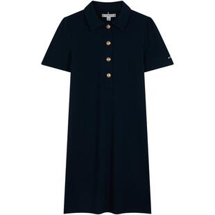 Tommy春夏女装纯棉复古怀旧气质通勤金属扣老钱风显瘦POLO连衣裙