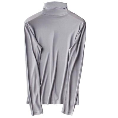 真丝高领体恤衫长袖薄款大码女