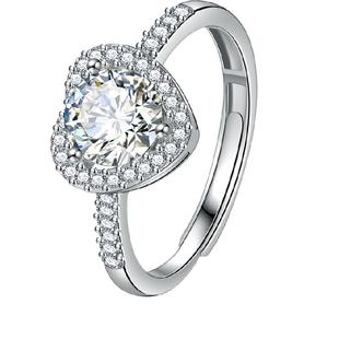 戒指莫桑石钻戒纯银情侣对戒一对轻奢高级感结婚求婚订婚戒指