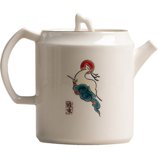 祥裕禄来茶壶单壶手绘敦煌色彩陶瓷功夫茶具泡茶壶文人茶器礼盒装