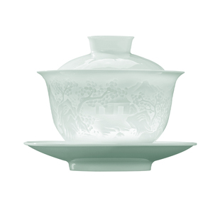 景德镇官方陶瓷三才盖碗中式泡茶碗家用茶具套装高档送礼礼盒装