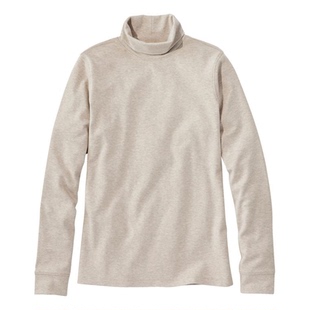 L.L. Bean宾恩女士打底衫半高领衫精梳棉柔软亲肤修身T恤衫春秋季