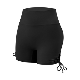 MU沐岚瑜珈裤三分抽褶短裤高腰收腹提臀裸感普拉提运动穿搭圈圈裤