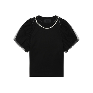 IT Simone Rocha女装泡泡袖T恤新款薄纱叠层纯色半袖上衣5397B3XP