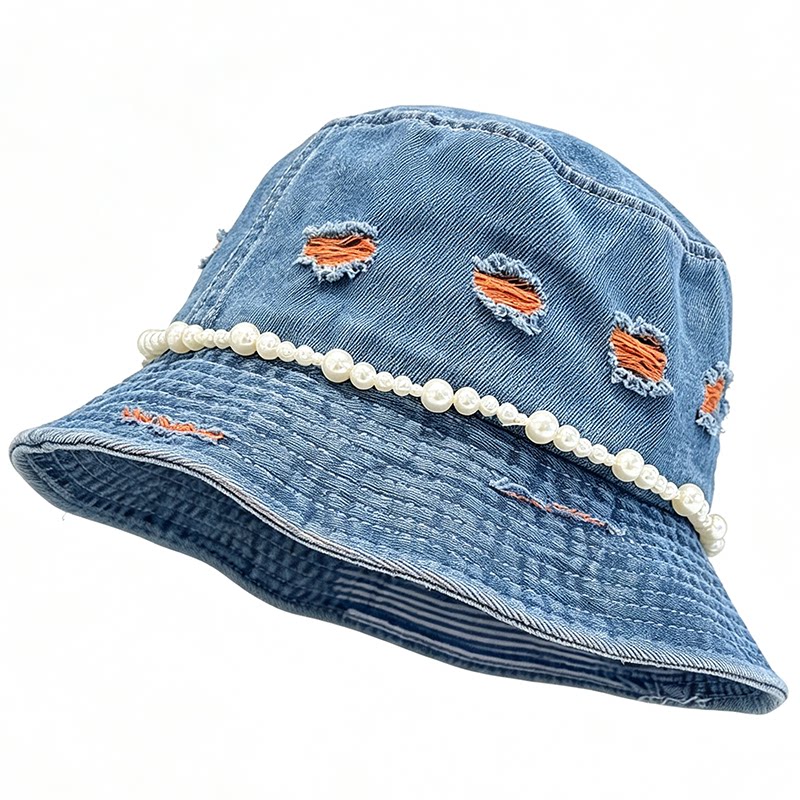 夏季牛仔渔夫帽女防晒显脸小