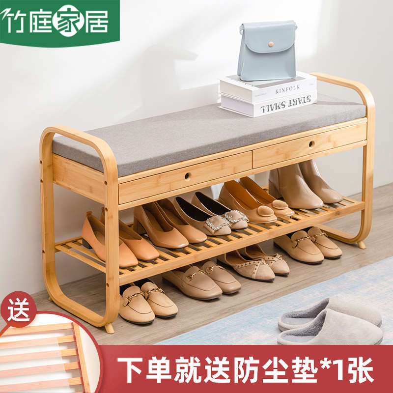 进门可坐换鞋凳软包坐垫家用北欧门口入户玄关多功能储物鞋柜实木