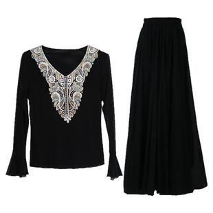 新疆舞蹈演出服2025新款集体舞舞蹈服套装民族风大摆裙维族舞蹈服