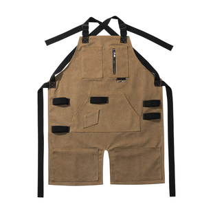 户外工作服牛仔帆布画师围裙园艺师围腰防污防水男女背带大号围裙