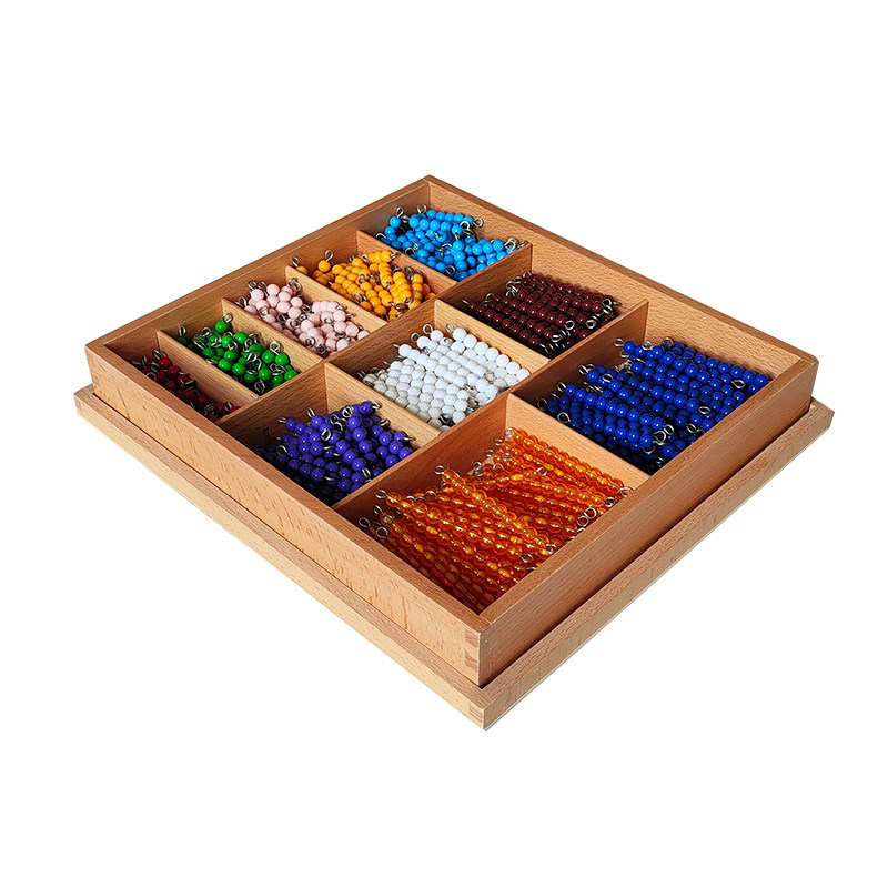 蒙特梭利国际Montessori彩色十当量乘法数学教具蒙氏五倍短串珠