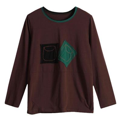 不起球不褪色妈妈纯棉长袖上衣女