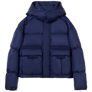 【匈牙利鹅绒】LANCY/朗姿2025冬季新款休闲连帽立领短款羽绒服