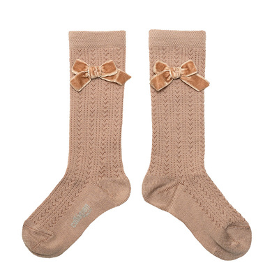 Collegien女童蝴蝶结羊毛中筒袜