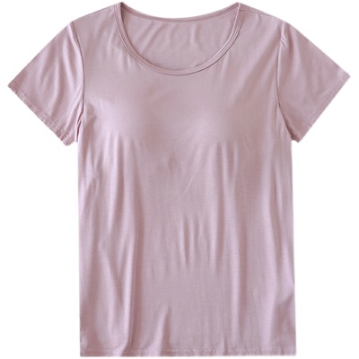 带胸垫莫代尔短袖T恤女免穿文胸