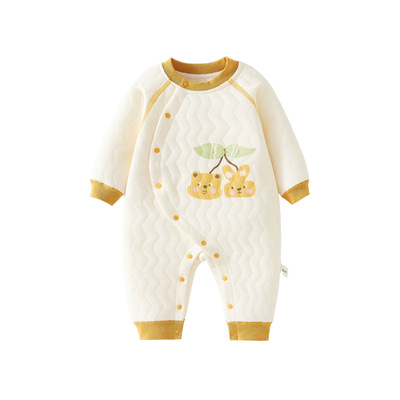 新生婴儿儿衣服冬装保暖夹棉连体衣宝宝冬天加厚睡衣男宝纯棉a类