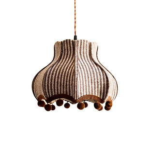 法式中古风餐厅灯复古意式极简民宿吧台南洋风布艺主卧室房间吊灯